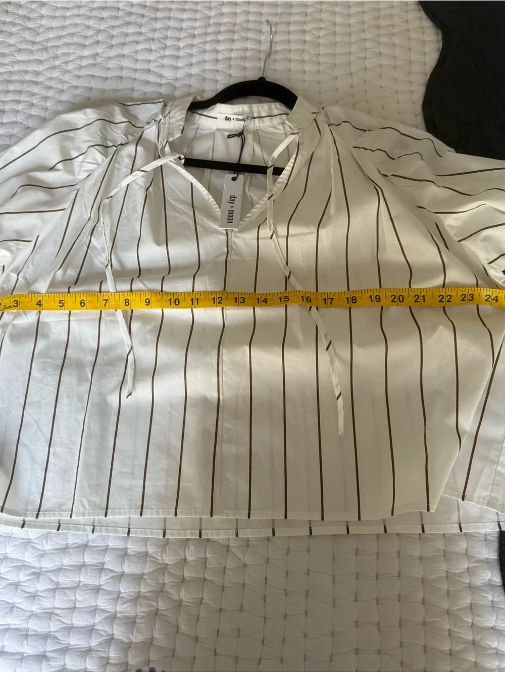 day + moon White Striped Tie-Neck Blouse - Picture 5 of 8